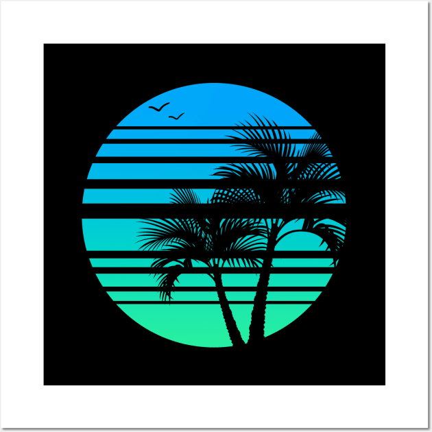 Synthwave - Vaporwave - California - Florida - 80s - Blue & Green Wall Art by Anoncactusart